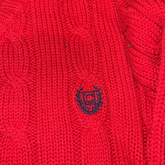 Chaps Boy Youth Red Knit Sweatshirt - Christmas Sweatshirt - Holiday Sweatshirt - Picture 2 of 3